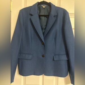 L.L. Bean Signature Blue, Wool, 2 Button Blazer Size 16 EUC